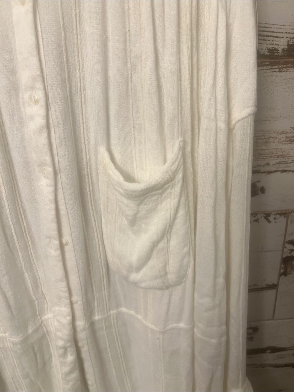 Free People Ivory Button-Down Tunic Shirt (Bin 2-73) - Picture 5 of 7